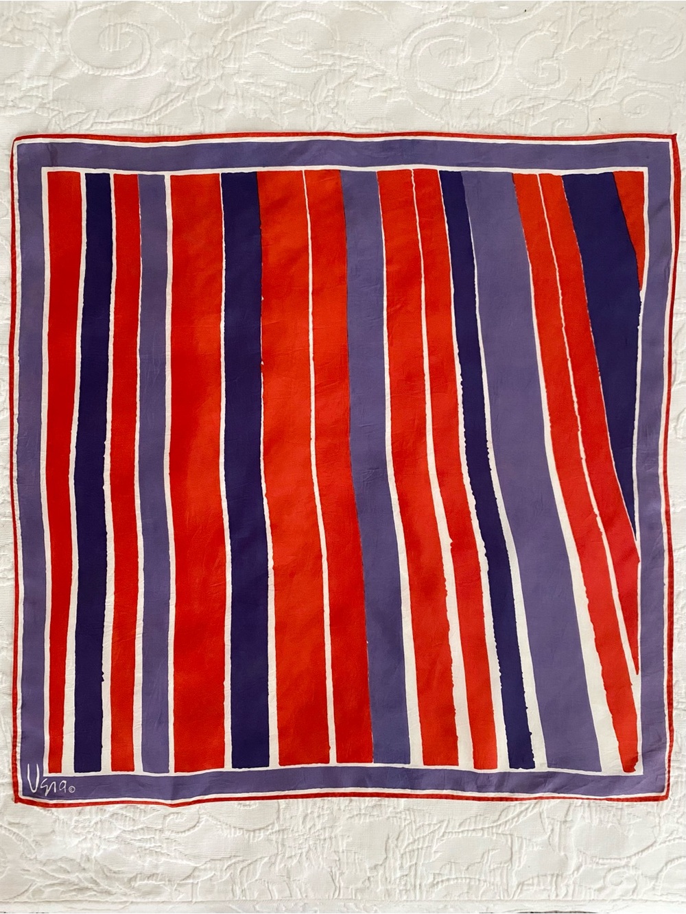 1970s Vera Neumann Square Scarf Abstract Stripes